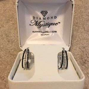 Black & White Diamond Hoop Earrings